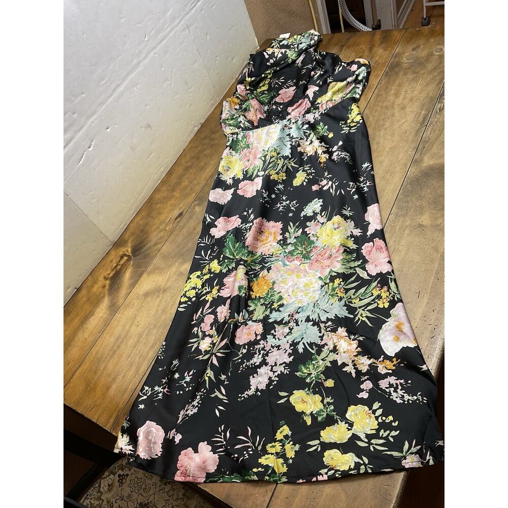 Petal & Pup Black Floral High-Neck Midi Dress - Picture 2 of 12